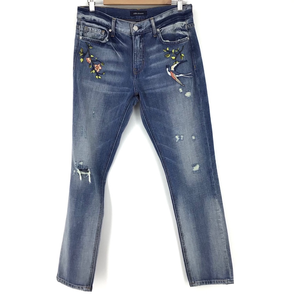 Ei8ht Dreams Embroidery Boyfriend Distressed Jeans